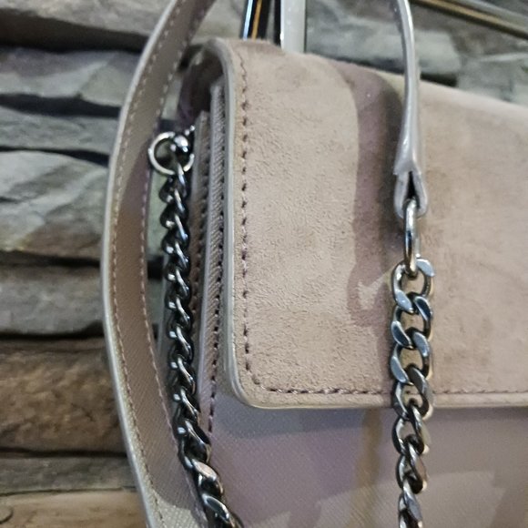 BOTKIER LENNOX Saffiano leather suede gunmetal crossbody bag chic - Picture 5 of 10